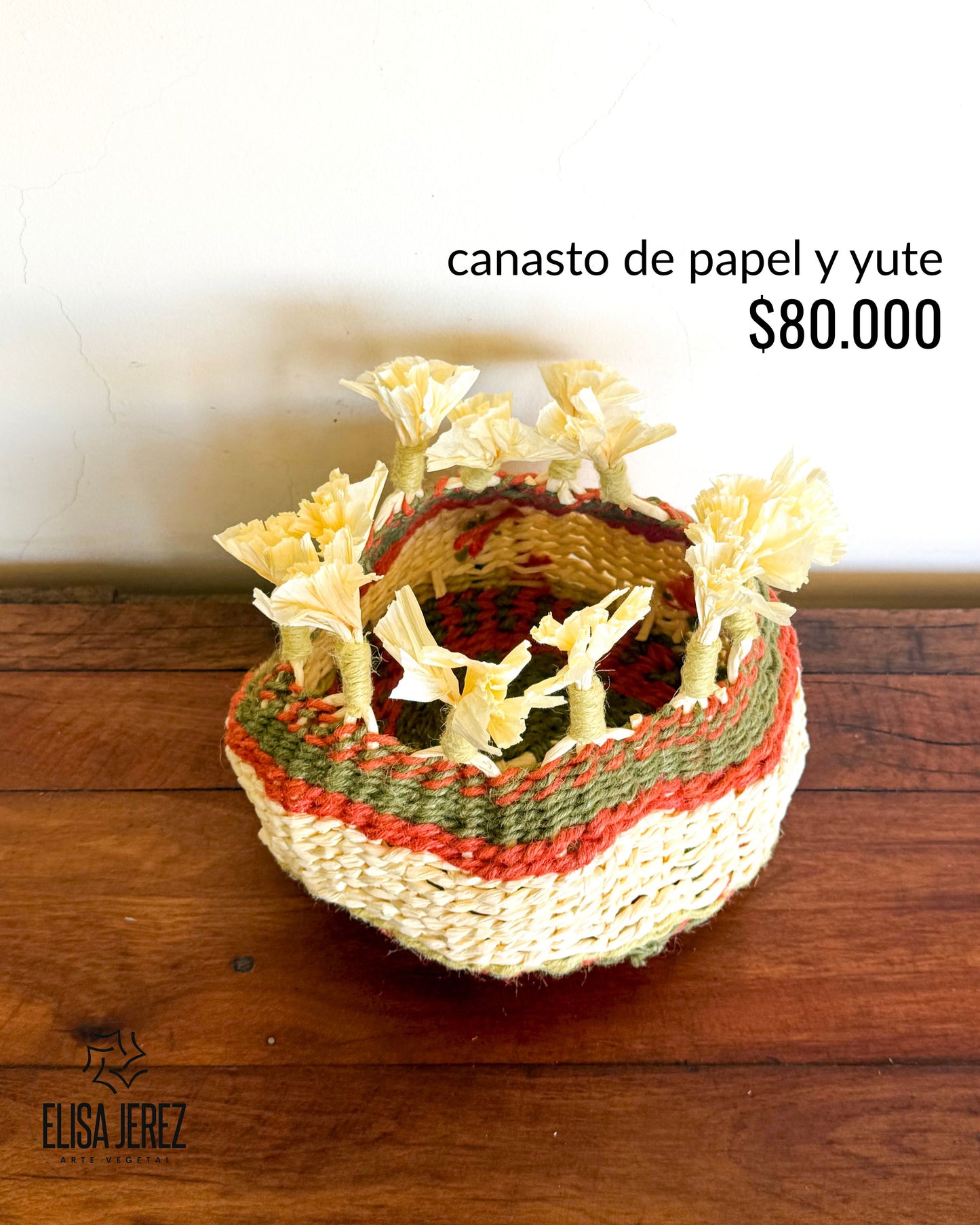 Canasto de Papel y Yute - Mediano