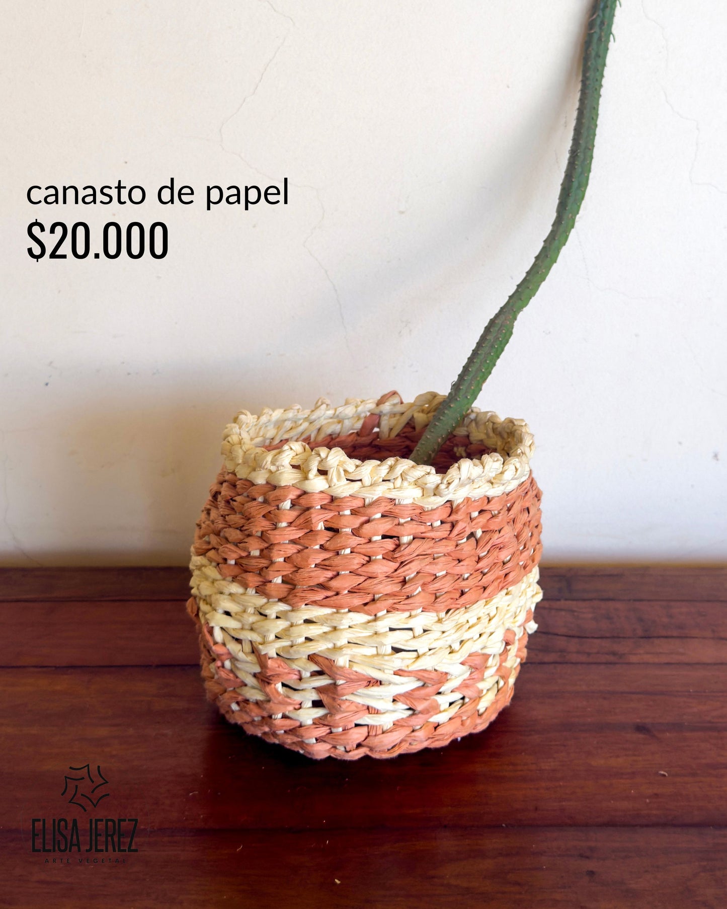 Canasto de Papel Durazno y Crema - Mediano