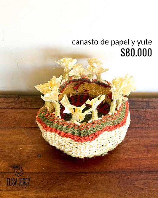 Canasto de Papel y Yute - Mediano